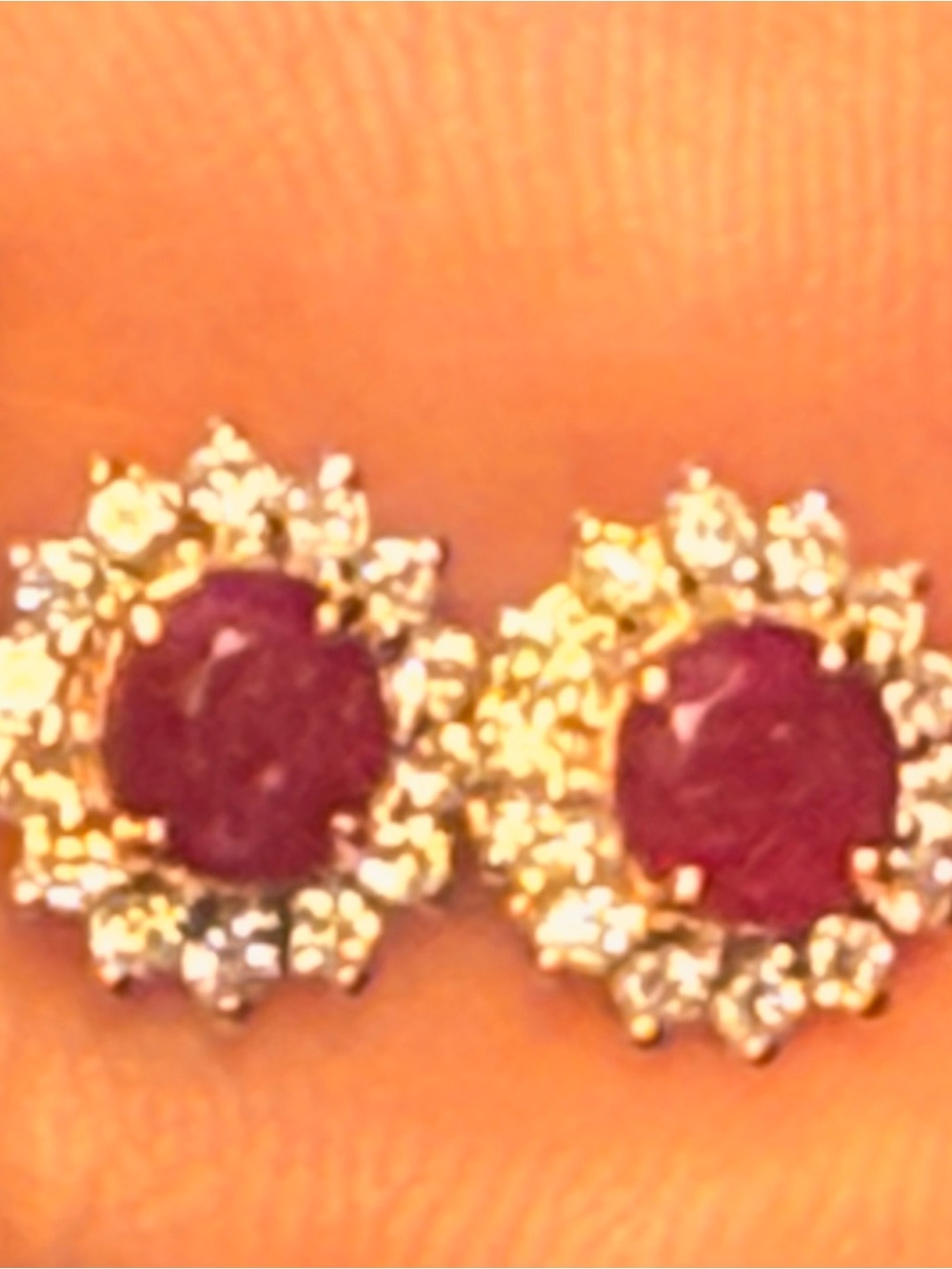 Natural Burmese Ruby and Diamond Earring in 18 k solid gold with lab certificate